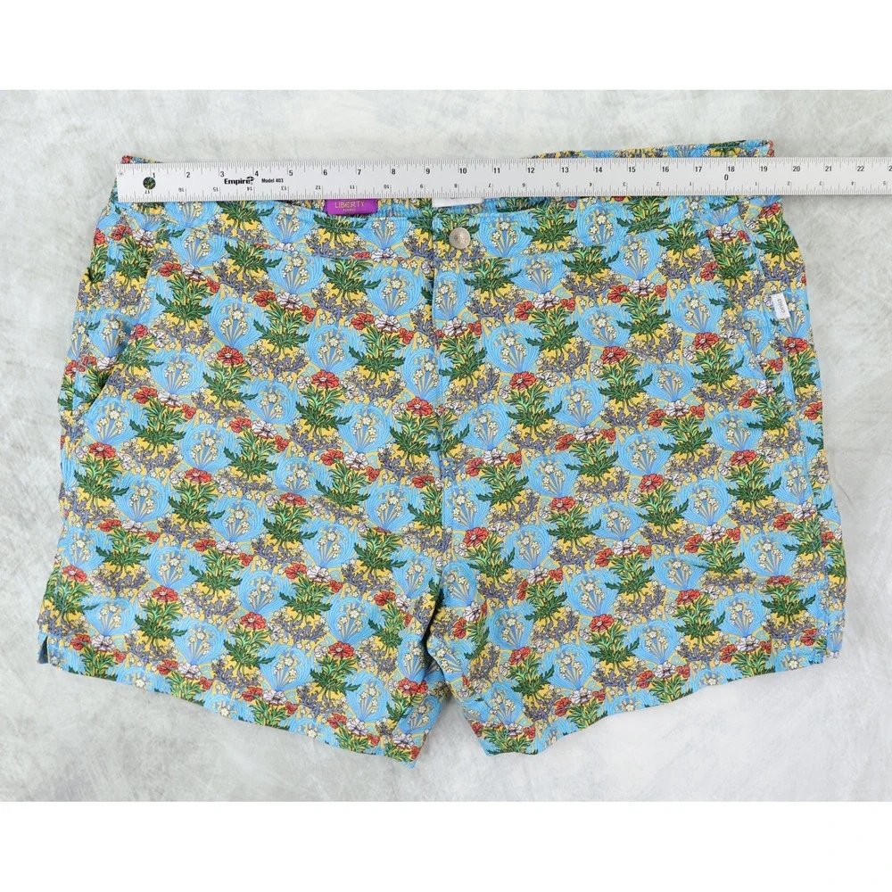 Onia The Calder Swim Trunks Mens XXL Liberty of London Floral Swim Shorts Blue